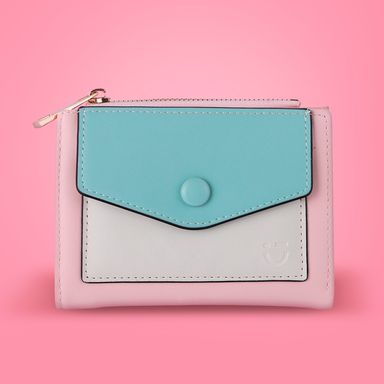 Cartera Corta para Mujer Serie Miniso Azul y Rosa