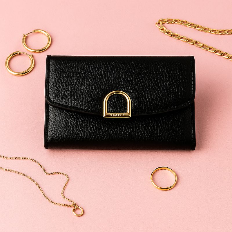 Cartera-para-Mujer-con-Hebilla-Dorada-Serie-Miniso-Negro-2-26526
