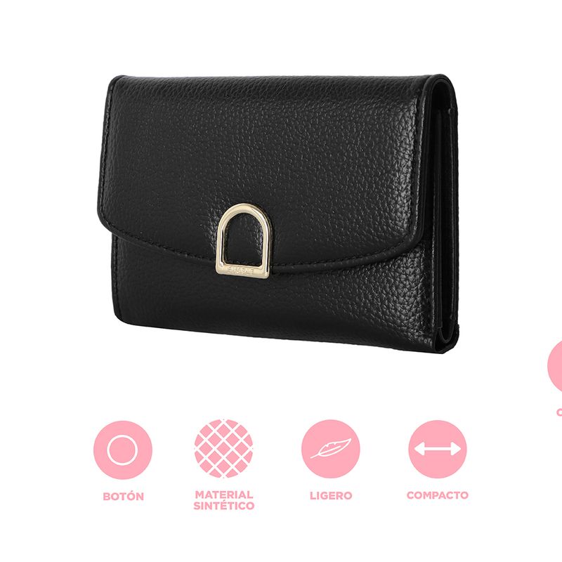 Cartera-para-Mujer-con-Hebilla-Dorada-Serie-Miniso-Negro-3-26526