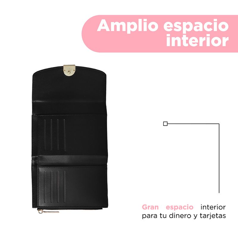 Cartera-para-Mujer-con-Hebilla-Dorada-Serie-Miniso-Negro-4-26526