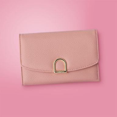 Cartera para Mujer con Hebilla Dorada Serie Miniso Rosa