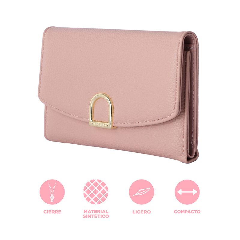 Cartera-para-Mujer-con-Hebilla-Dorada-Serie-Miniso-Rosa-3-26527
