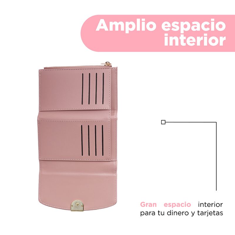 Cartera-para-Mujer-con-Hebilla-Dorada-Serie-Miniso-Rosa-4-26527