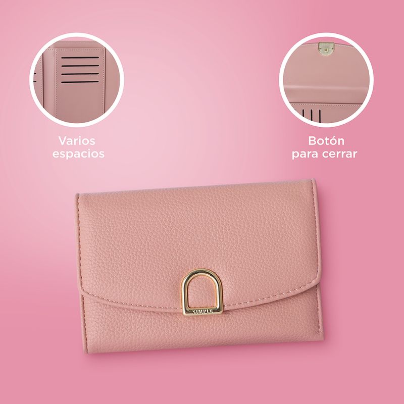 Cartera-para-Mujer-con-Hebilla-Dorada-Serie-Miniso-Rosa-5-26527