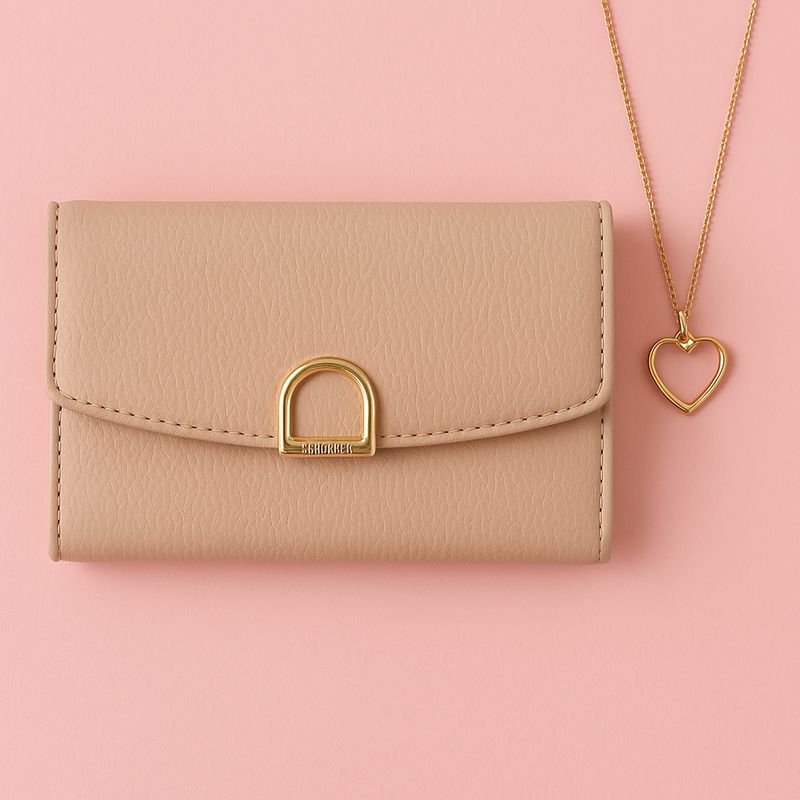 Cartera-para-Mujer-con-Hebilla-Dorada-Serie-Miniso-Beige-2-26528