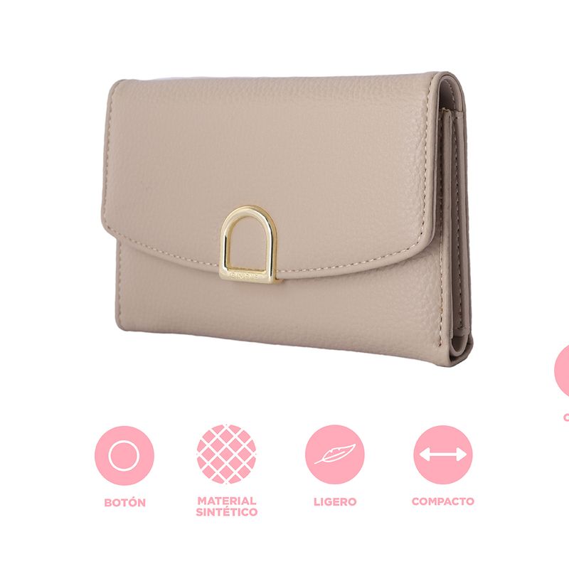 Cartera-para-Mujer-con-Hebilla-Dorada-Serie-Miniso-Beige-3-26528