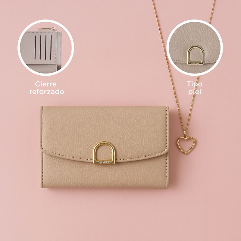 Cartera-para-Mujer-con-Hebilla-Dorada-Serie-Miniso-Beige-5-26528