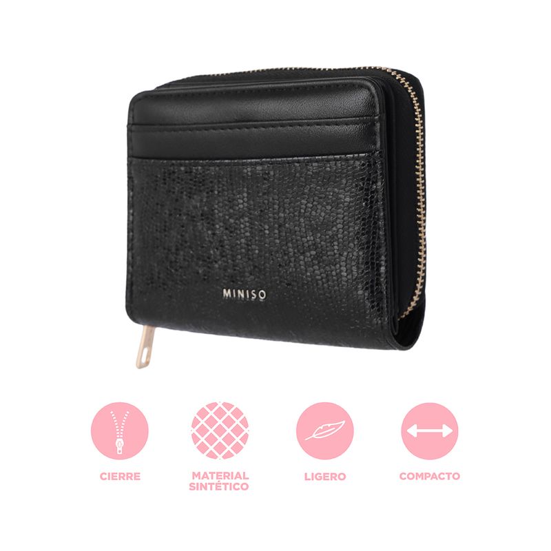 Cartera-para-Mujer-con-Textura-Granulada-Serie-Miniso-Negro-3-26458