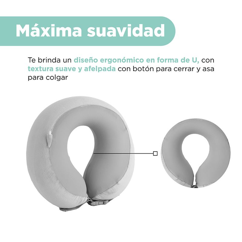 Almohada-de-Viaje-Ajustable-para-el-Cuello-con-Espuma-Viscoelastica-Serie-Miniso-Gris-4-26296