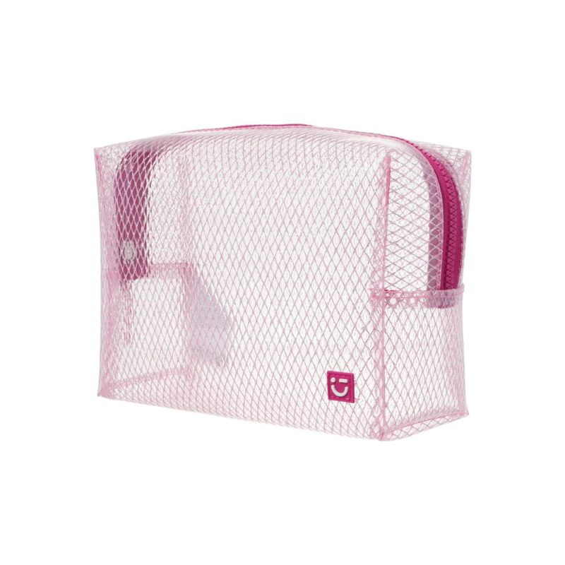 Cosmetiquera-Grande-Transparente-con-Red-Serie-Miniso-Rosa-Intenso-1-26394