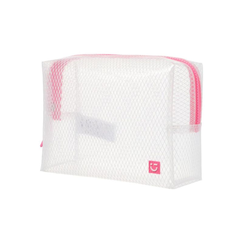 Cosmetiquera-Grande-Transparente-con-Red-Serie-Miniso-Rosa-1-26396