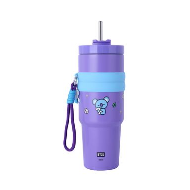 Termo de Doble Pared con Funda y Pitillo 900 Ml Koya Serie Bt21 Morado