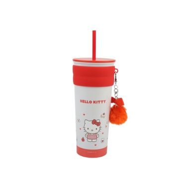 Vaso de Acero con Colgante y Pitillo de 800 Ml Hello Kitty Serie Sanrio