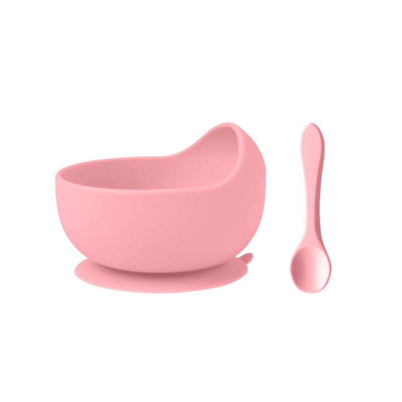 Plato-de-Silicona-para-Ni-os-con-Cuchara-Serie-Miniso-Rosa-1-26555