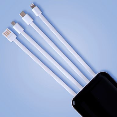 Bateria de Respaldo 10000Mah con 4 Cables Incorporados Serie Miniso Blanco