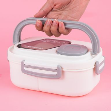 Contenedor para Alimentos de Doble Capa con Asa 1200 Ml Serie Miniso Blanco