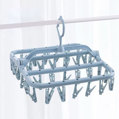 Rejilla de Secado para Ropa Plegable a Prueba de Viento Serie Miniso 24 Clips Azul