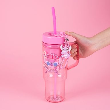 Vaso Plastico con Pitillo 1250 Ml Serie Disney Lilo & Stitch Rosa