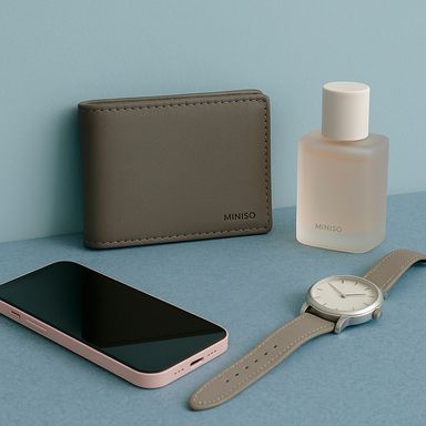 Billetera de Hombre Basica Serie Miniso Gris