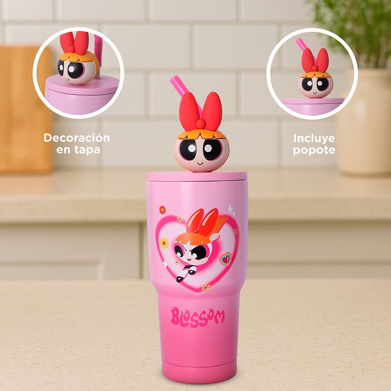 Vaso-de-Acero-Inoxidable-con-Pitillo-900-Ml-Serie-Las-Chicas-Super-Poderosas-Rosa-5-26686