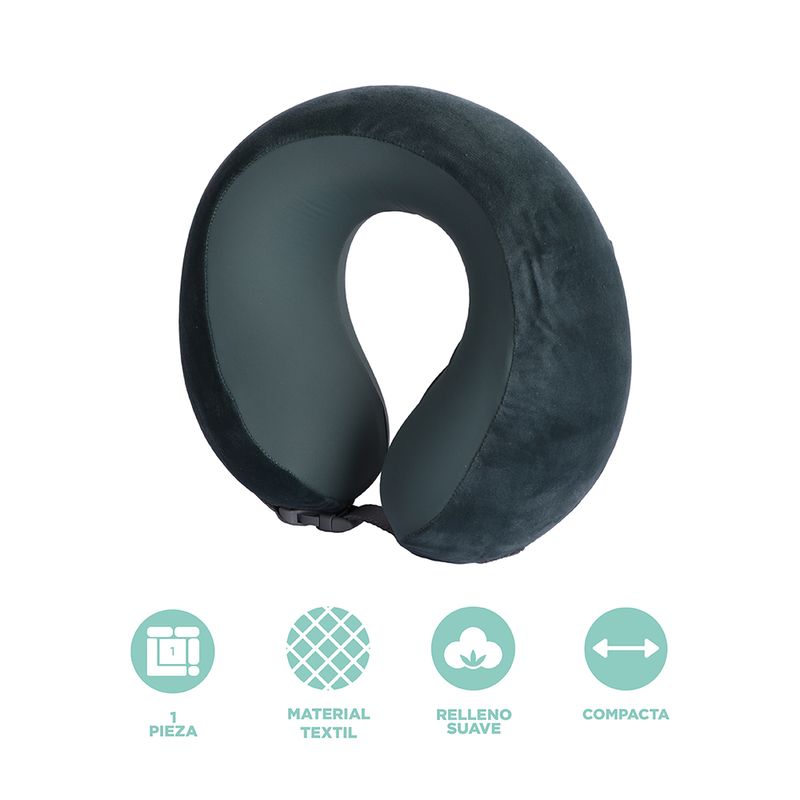 Almohada-para-Viaje-de-Espuma-Viscoelstica-Ajustable-para-el-Cuello-Serie-Miniso-Verde-Negruzco-3-26699