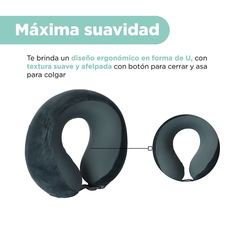Almohada-para-Viaje-de-Espuma-Viscoelstica-Ajustable-para-el-Cuello-Serie-Miniso-Verde-Negruzco-4-26699