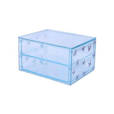 Organizador Plastico de Maquillaje 2 Cajones Serie Live Vividly Azul