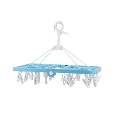 Rejilla de Secado para Ropa Plegable a Prueba de Viento Serie Miniso 24 Clips Azul