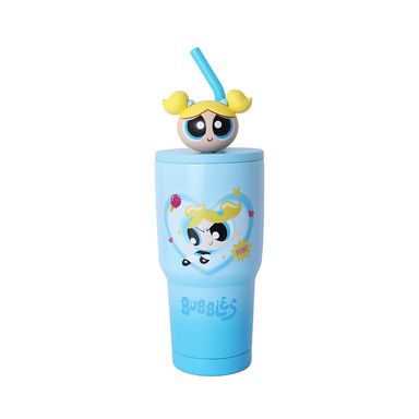 Vaso de Acero Inoxidable con Pitillo 900 Ml Serie Las Chicas Super Poderosas Azul