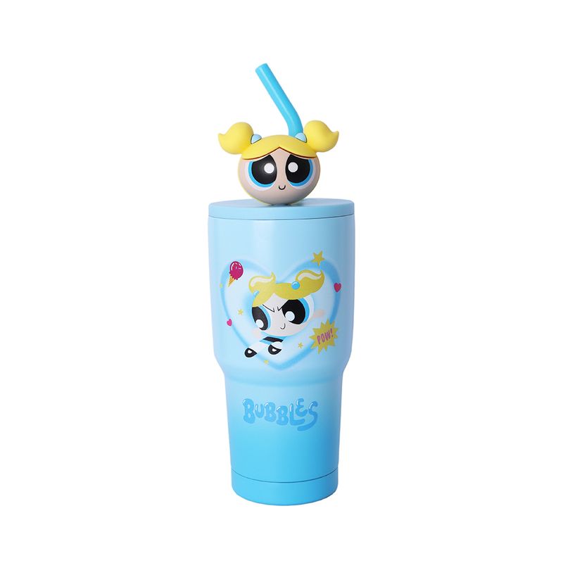 Vaso-de-Acero-Inoxidable-con-Pitillo-900-Ml-Serie-Las-Chicas-Super-Poderosas-Azul-1-26684