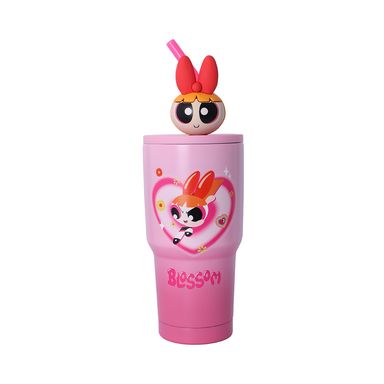 Vaso de Acero Inoxidable con Pitillo 900 Ml Serie Las Chicas Super Poderosas Rosa