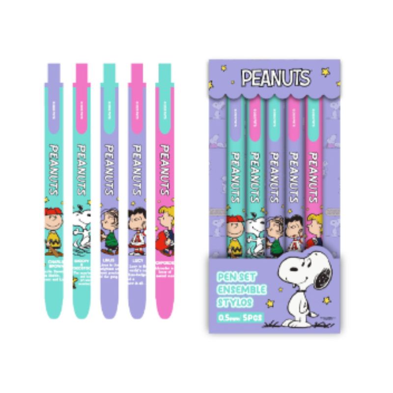 Set-de-Esferos-5-de-Gel-Serie-Snoopy-Colorful-Vintage-Negro-1-26779