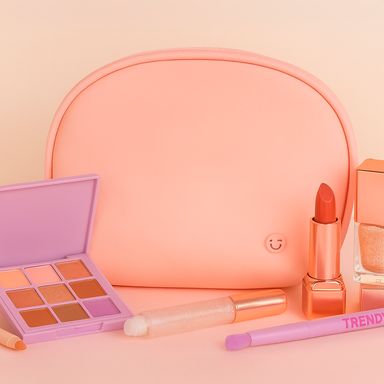 Cosmetiquera Media Luna Basica Lisa Serie Miniso Rosa Claro
