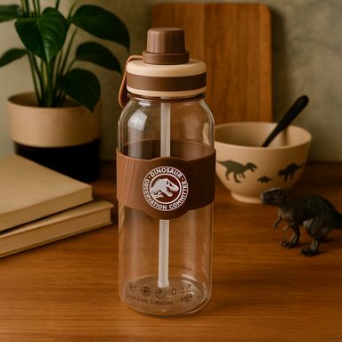 Botella 1000 Ml con Asa y Pitillo Serie Jurassic World Café