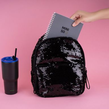 Maleta Serie Miniso con Lentejuelas Negra