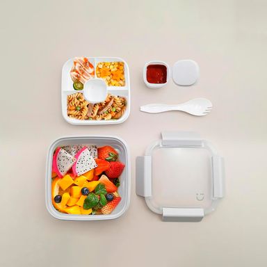 Contenedor  de Almuerzo 1100L Serie Graceful de 2 Compartimentos  Gris