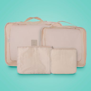 Set Organizador de Viaje 4 Piezas Serie Miniso Caqui