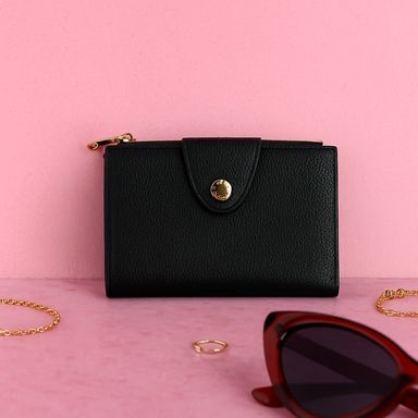 Monedero Textura Granulada Serie Miniso Negro