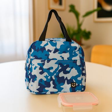 Lonchera Camuflage Serie Miniso Azul con Blanco
