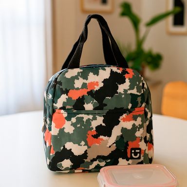 Lonchera Camuflage Serie Miniso Verde con Rosa