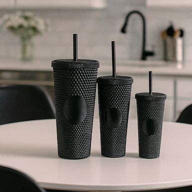 Juego de Vasos con Pitillo 3 Piezas Serie Miniso Negro