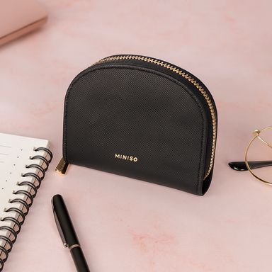 Monedero Semicirculo Liso Serie Miniso Negro