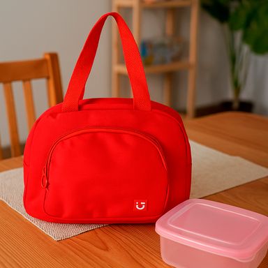Lonchera con Asa y Bolsillo al Frente Serie Miniso Roja