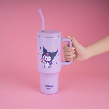 Vaso de Doble Pared con Pitillo 1200Ml Kuromi Serie Sanrio