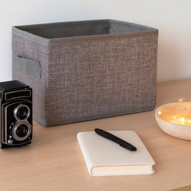 Caja de Almacenamiento de Lino Serie Miniso Gris
