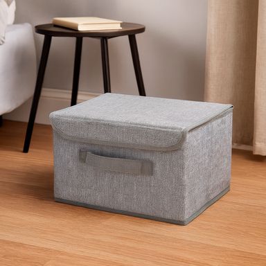 Caja de Almacenamiento de Lino con Tapa Serie Miniso Gris