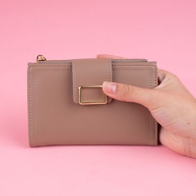 Cartera para Mujer Mediana con Hebilla Cuadrada Serie Miniso Khaki
