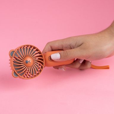 Ventilador de Mano Carita de Oso Serie Miniso Cafe