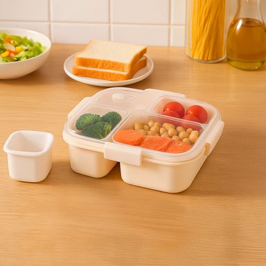 Contenedor de Alimentos de 4 Compartimentos 1150 Ml Serie Graceful Beige