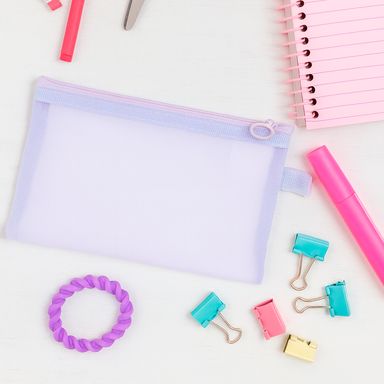 Cartuchera de Malla A6 Serie Miniso Morado Claro